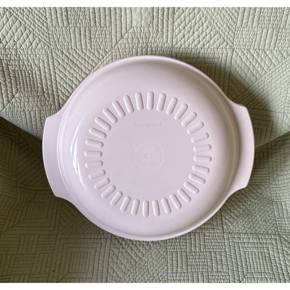 Vtg Tupperware Microwave Cooking Bowl W Lid Almond Beige Cooker 1 quart